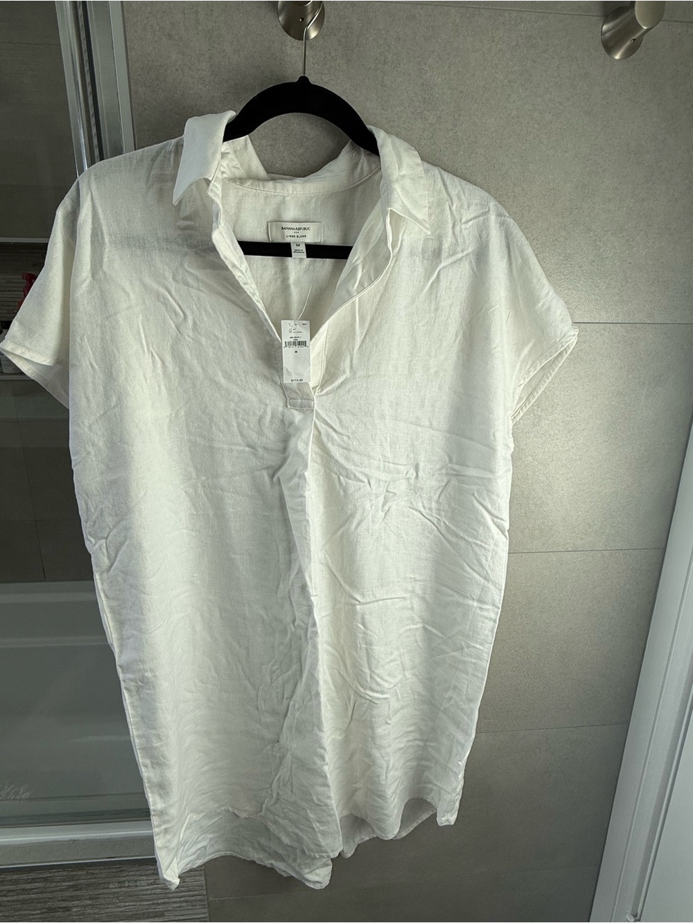 Banana Republic White Short-Sleeve linen blend Dress